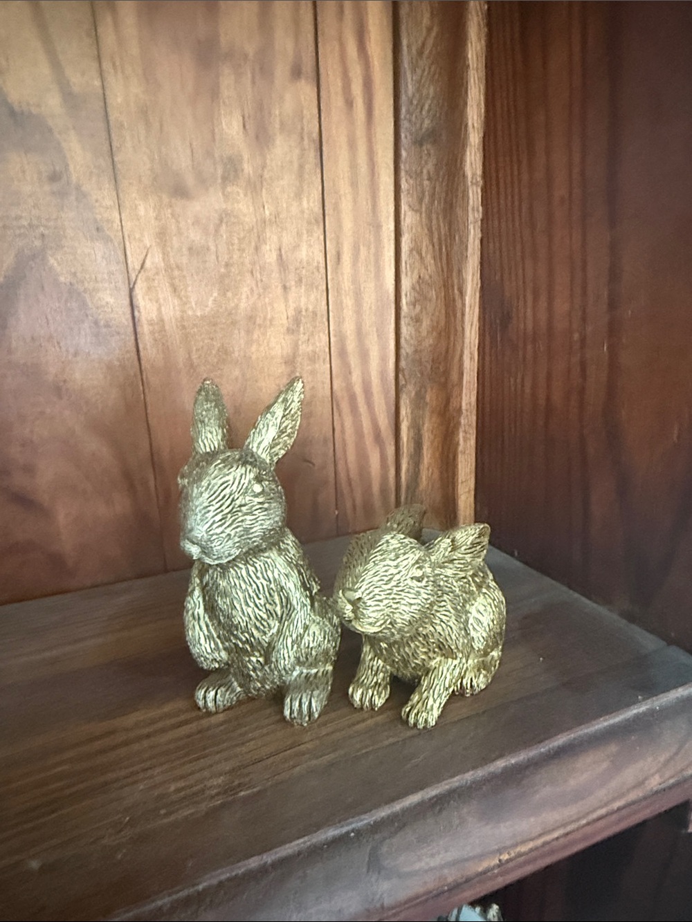 Set of 2 Decorative Gold Bunny Figurines